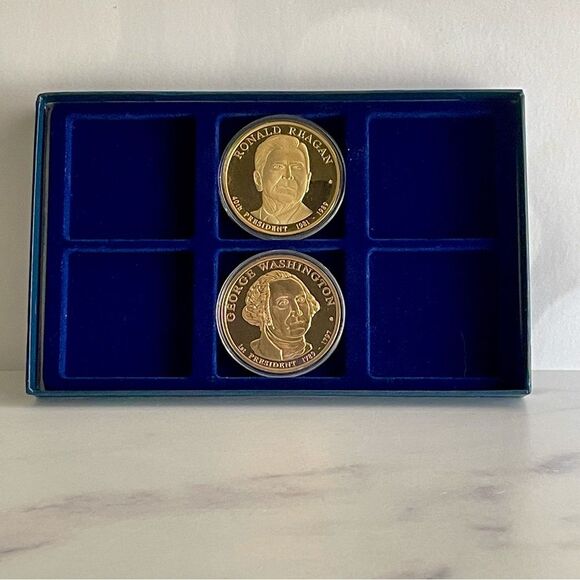 Other - American Mint Ronald Reagan & George Washington Commemorative – Gold-Plated